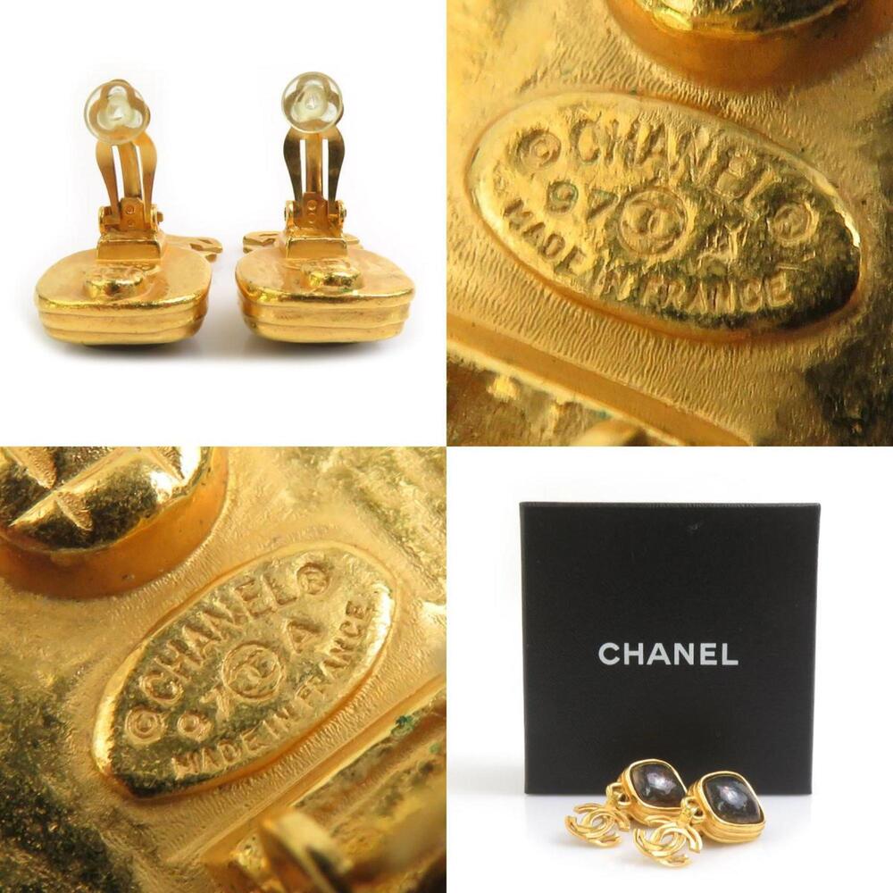 CHANEL Authentic Gold Logo Earrings - Picture 5 of 5